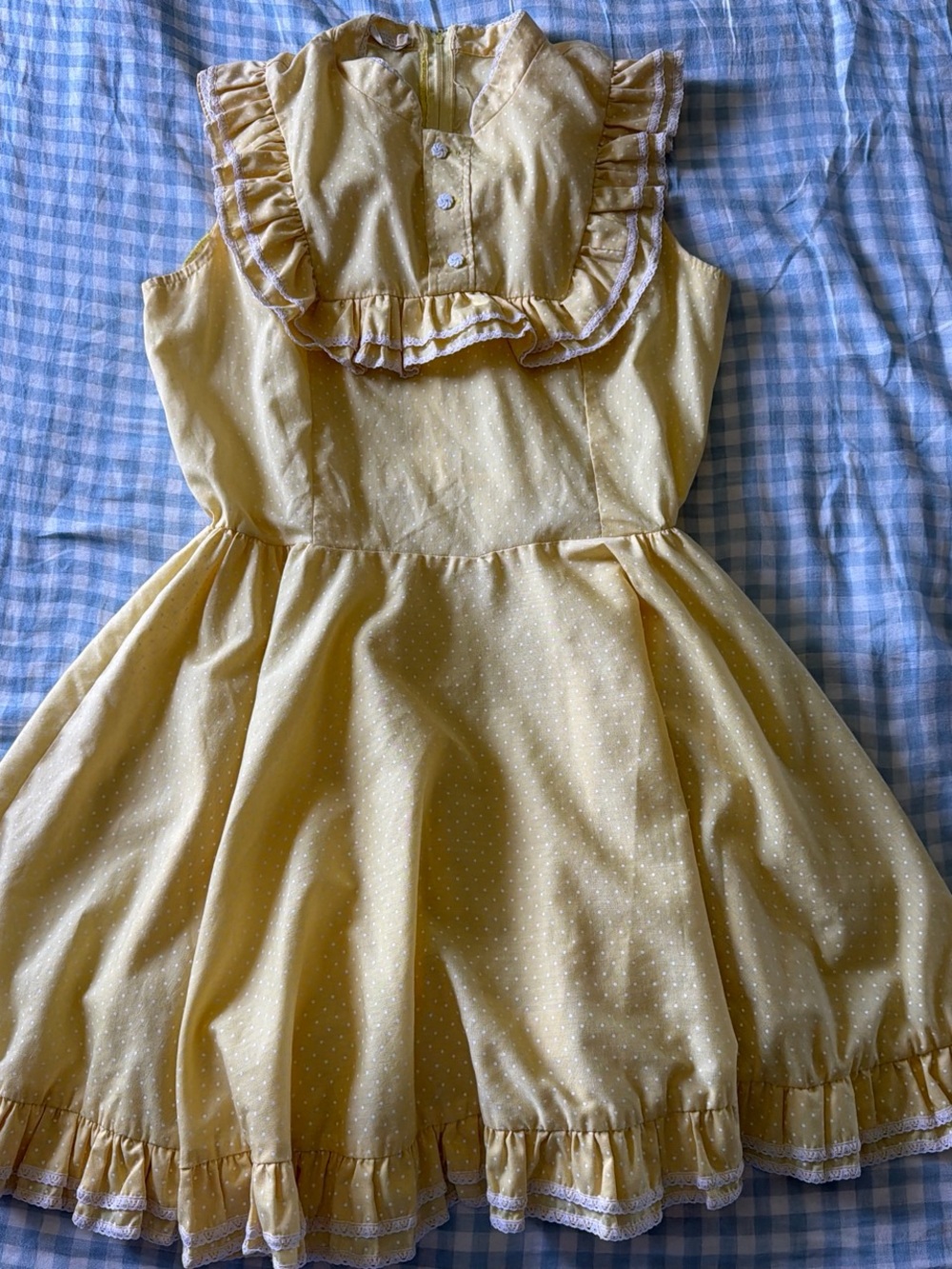Yellow Ruffle Polka Dot Dress